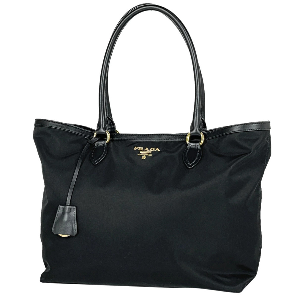 Prada logo tote bag handbag shoulder black Nero Black